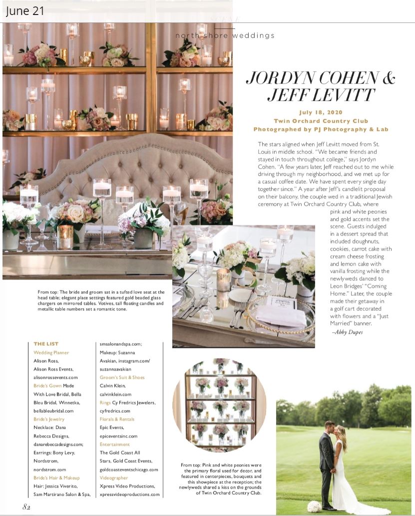 A bride and groom are kissing in a wedding magazine.