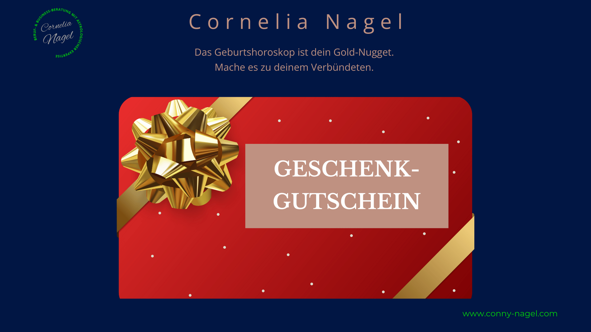 Geschenk-Gutschein, Name Cornelia Nagel, Weihnachten, Astrologie-Beratung