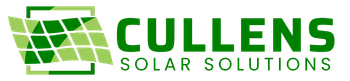a green and white logo for cullens solar solutions