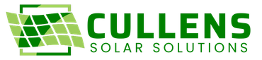 a green and white logo for cullens solar solutions