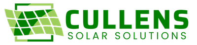 a green and white logo for cullens solar solutions