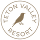 The logo for teton valley resort shows a bird in a circle.