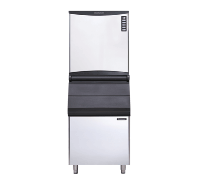 A Stainless Steel Ice Machine Is Sitting on A White Surface — Commercial Kitchens Direct in Unanderra, NSW