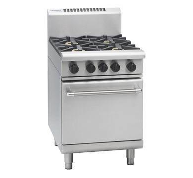A Stainless Steel Stove with Four Burners and An Oven — Commercial Kitchens Direct in Unanderra, NSW