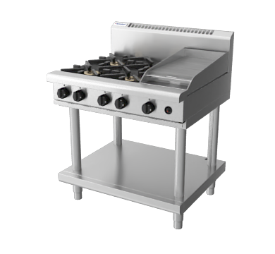 A Stainless Steel Stove with A Griddle on Top of It — Commercial Kitchens Direct in Unanderra, NSW