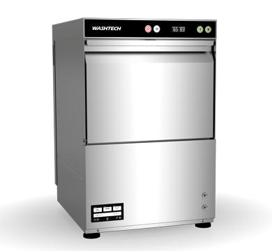 A Stainless Steel Dishwasher Is Sitting on A White Surface — Commercial Kitchens Direct in Unanderra, NSW