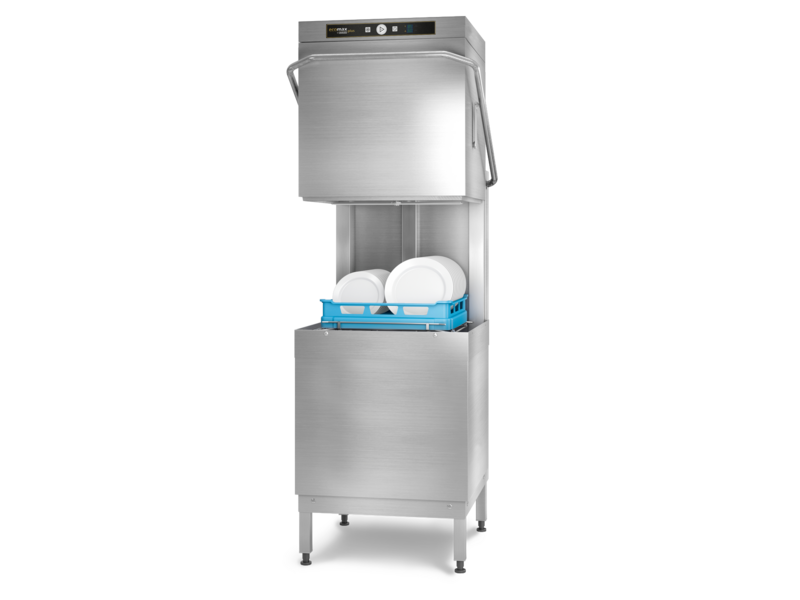 A Stainless Steel Dishwasher with Plates and Baskets in It — Commercial Kitchens Direct in Unanderra, NSW