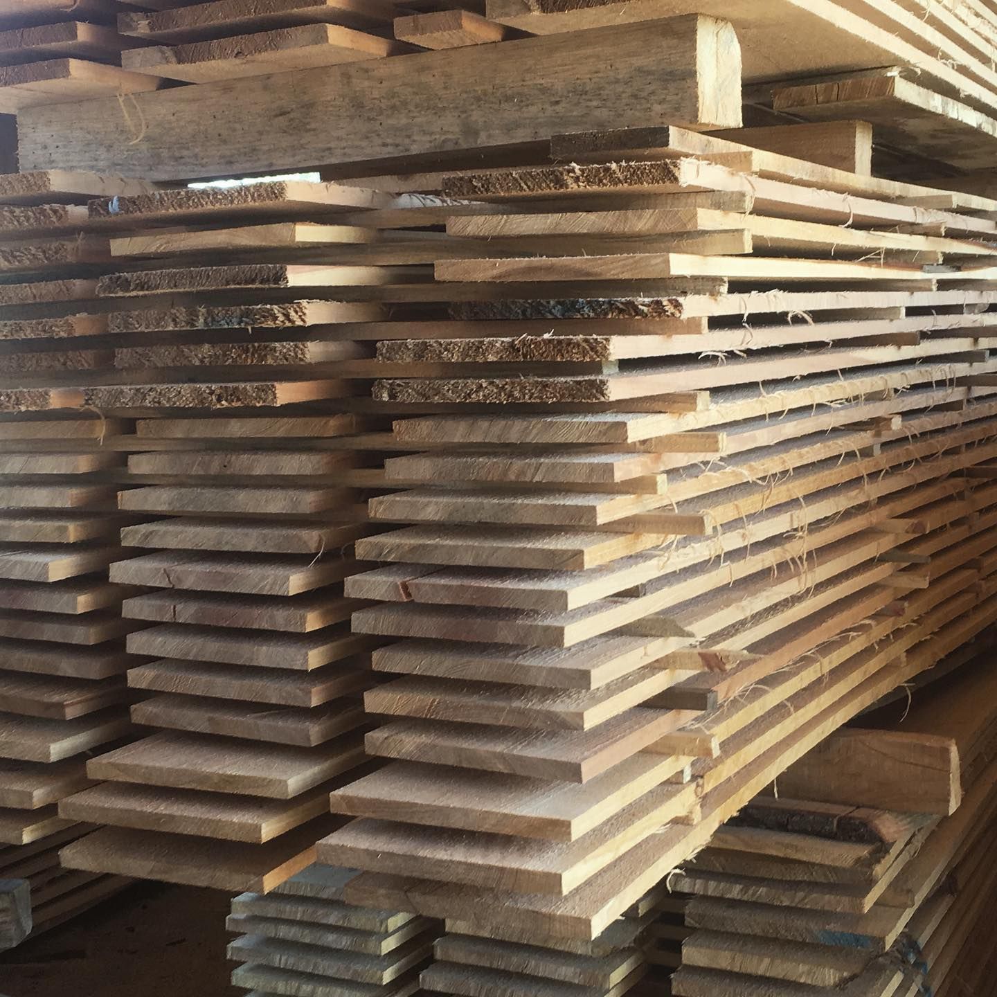 A stack of wooden boards stacked on top of each other