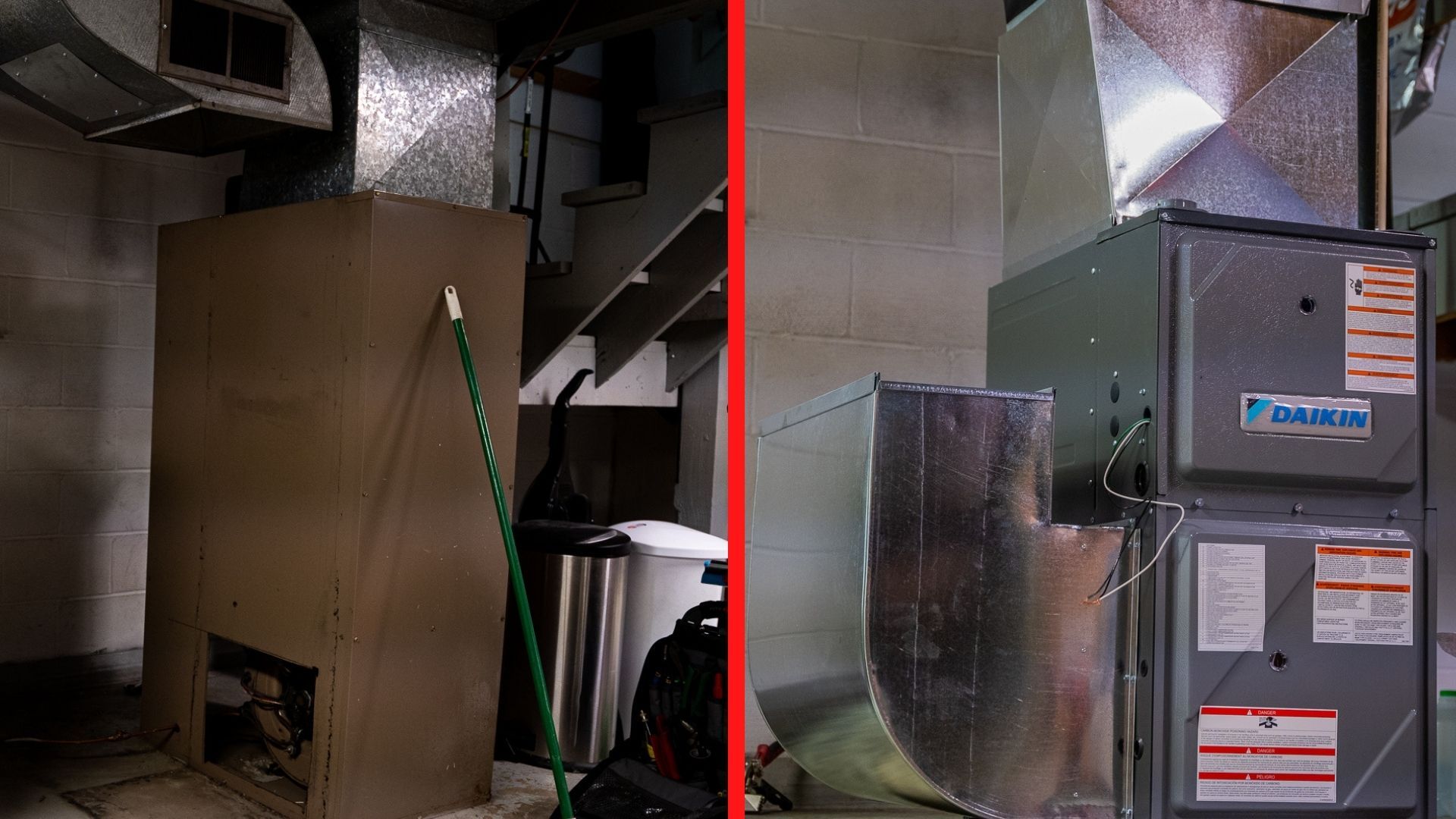 Before and after of a home furnace.