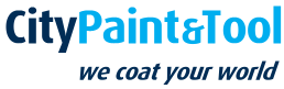 A city paints and tool logo that says we coat your world