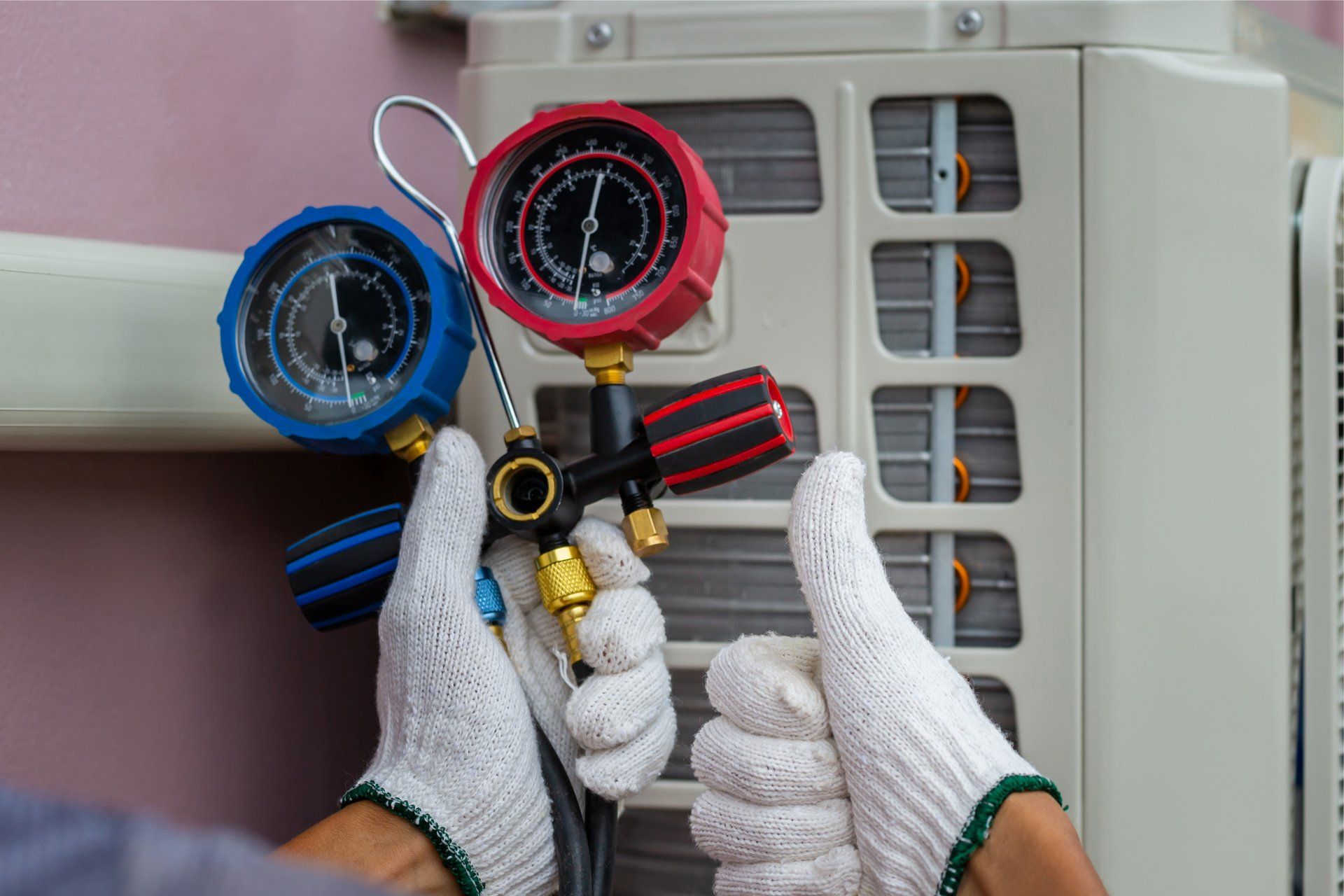 Technician Fixing Air Conditioner — Wadesville & Mt. Vernon, IN — 2 Morrows Heating and Cooling