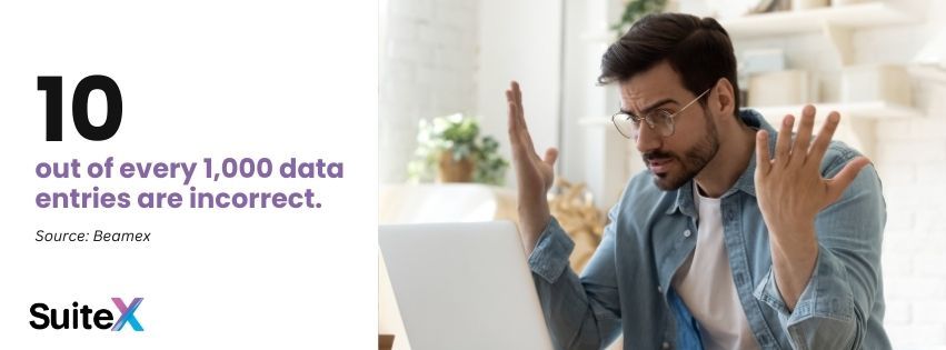 Graphic stating that 10 out of every 1,000 data entries are incorrect.