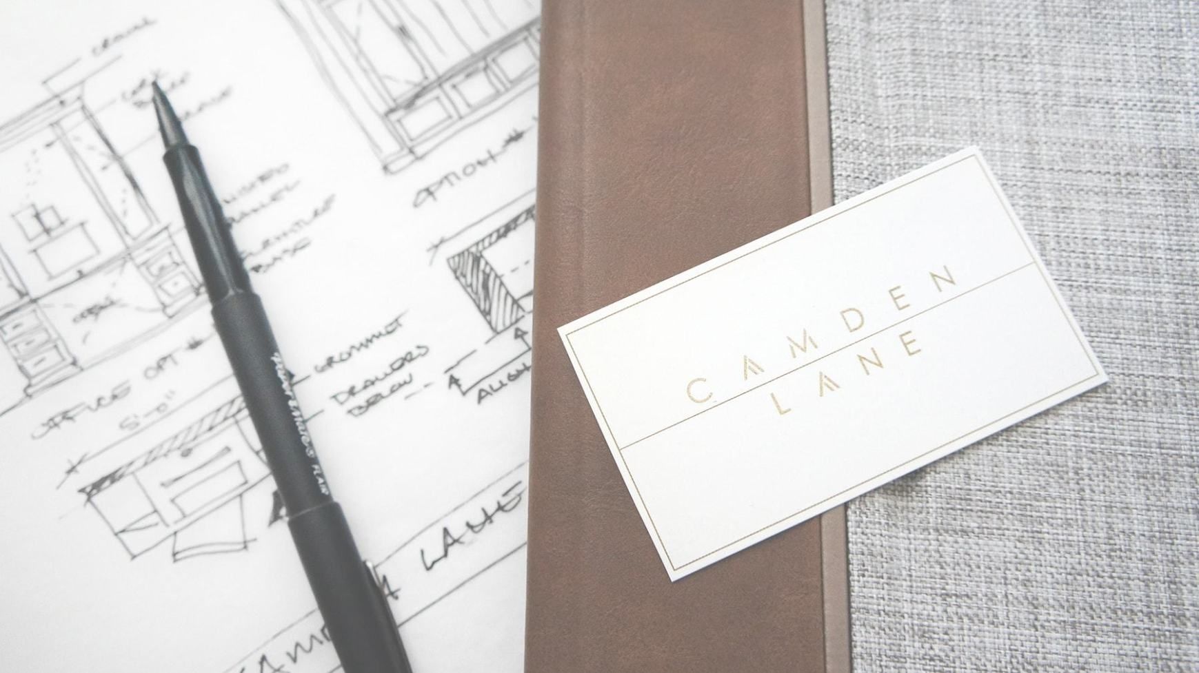 Sketch, pen, business card 