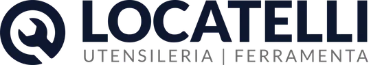 Logo di Locatelli con una chiave inglese stilizzata all'interno di un cerchio, accanto al nome dell'azienda e alla scritta "UTENSILERIA | FERRAMENTA".