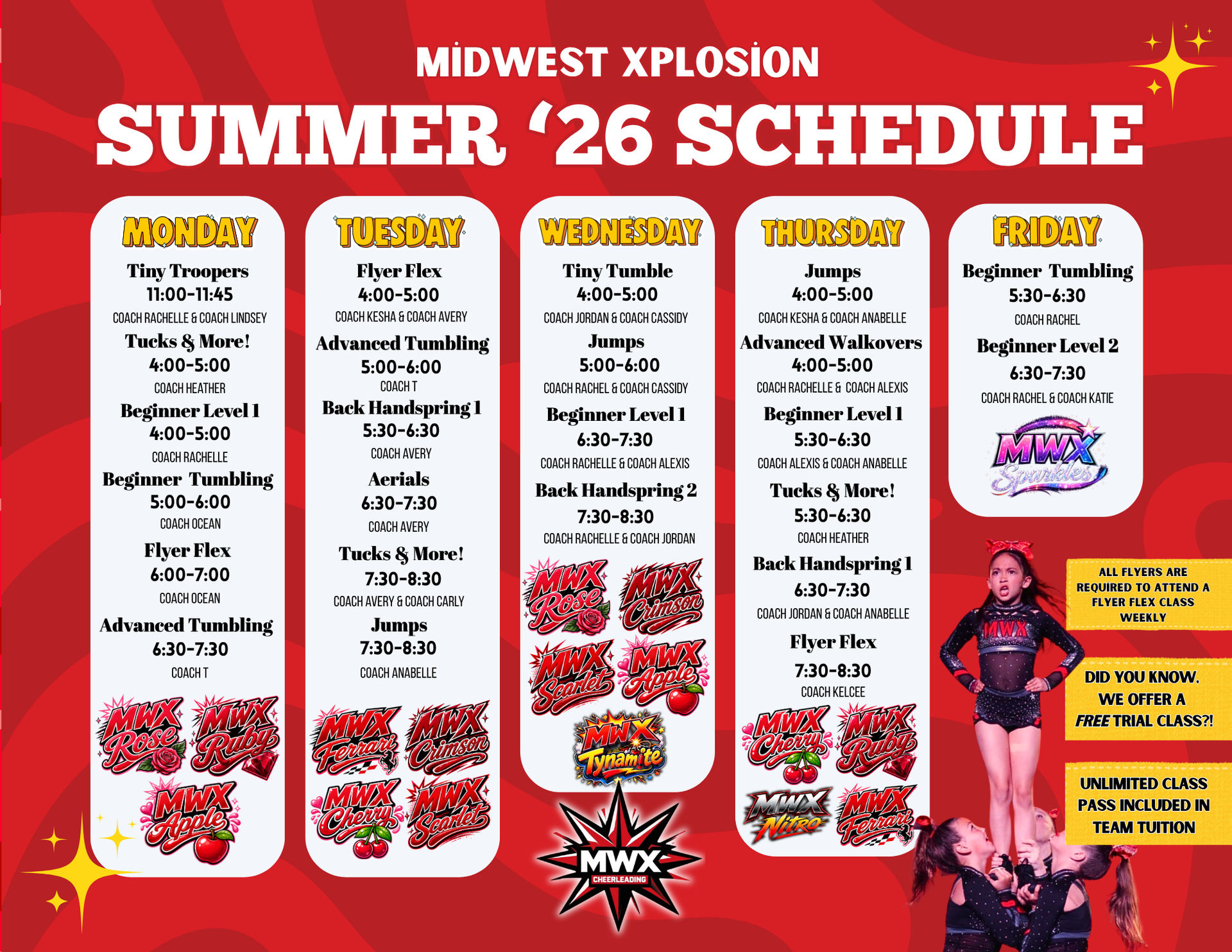 A poster for a winter class schedule for mwx