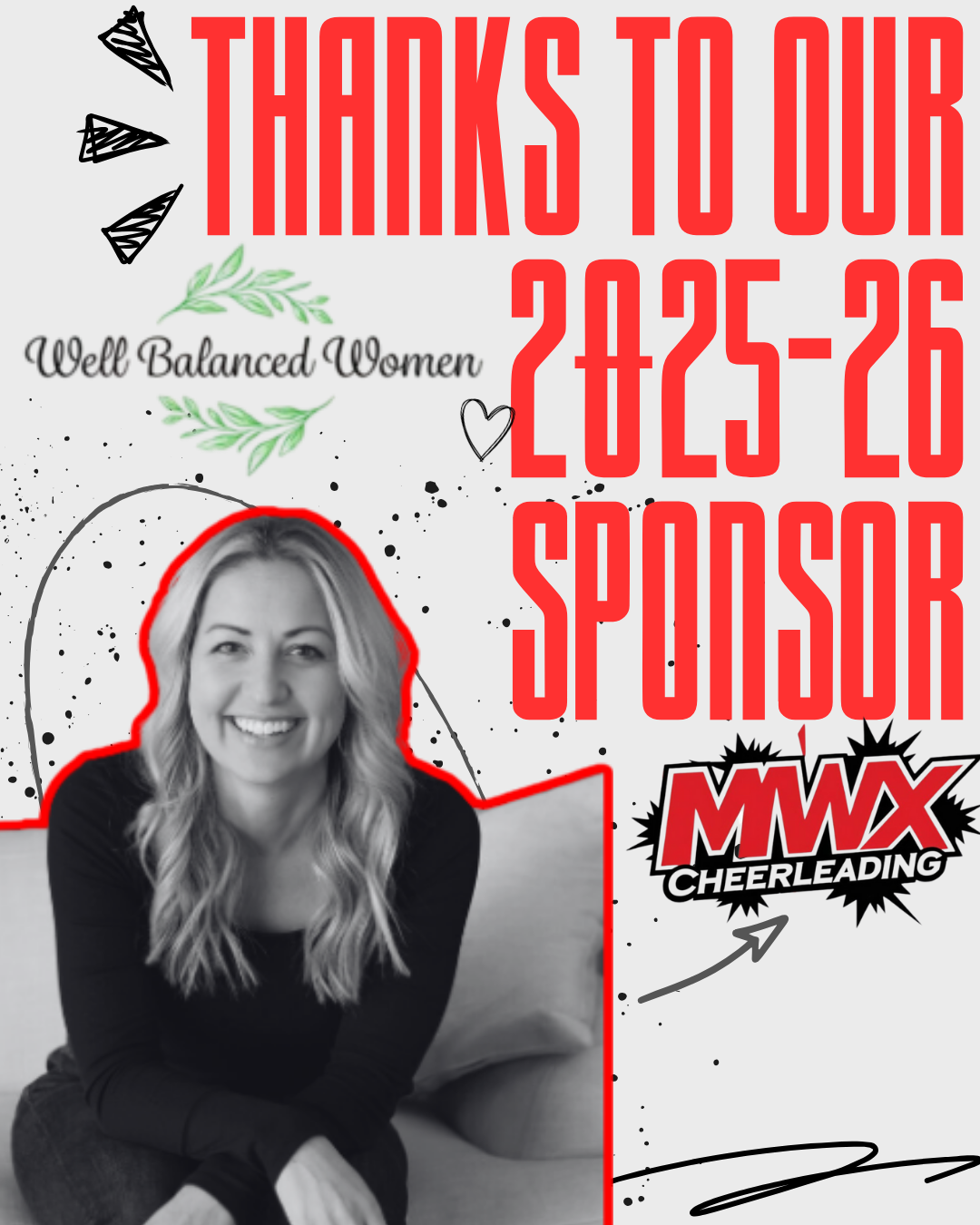 A poster that says thanks to our 2025-26 sponsor