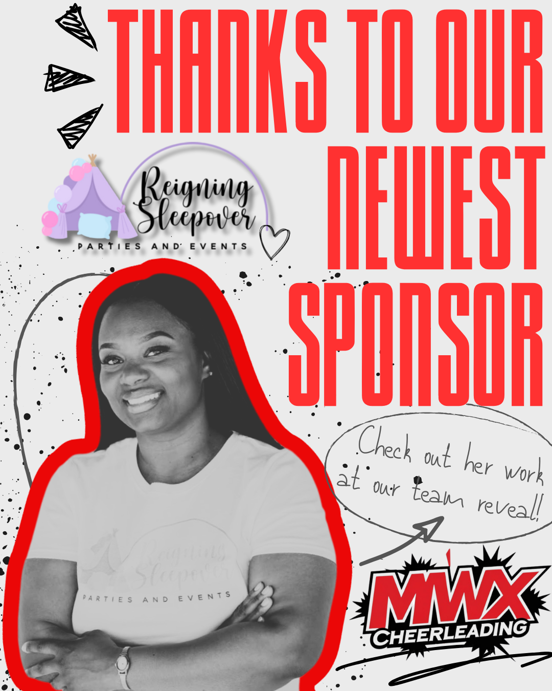 A poster that says thanks to our newest sponsor