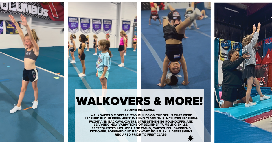 A group of cheerleaders are doing a level 1 tumble in a gym.