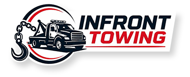 Logo for Inferno Towing with a tow truck, chain, and red-and-black text