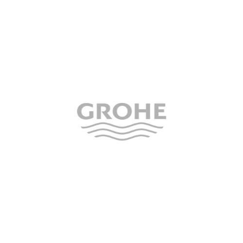 A black and white logo for grohe on a white background.