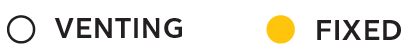 The words venting and fixed are on a white background.