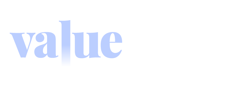 "value" in light blue, slightly shadowed, against white background.