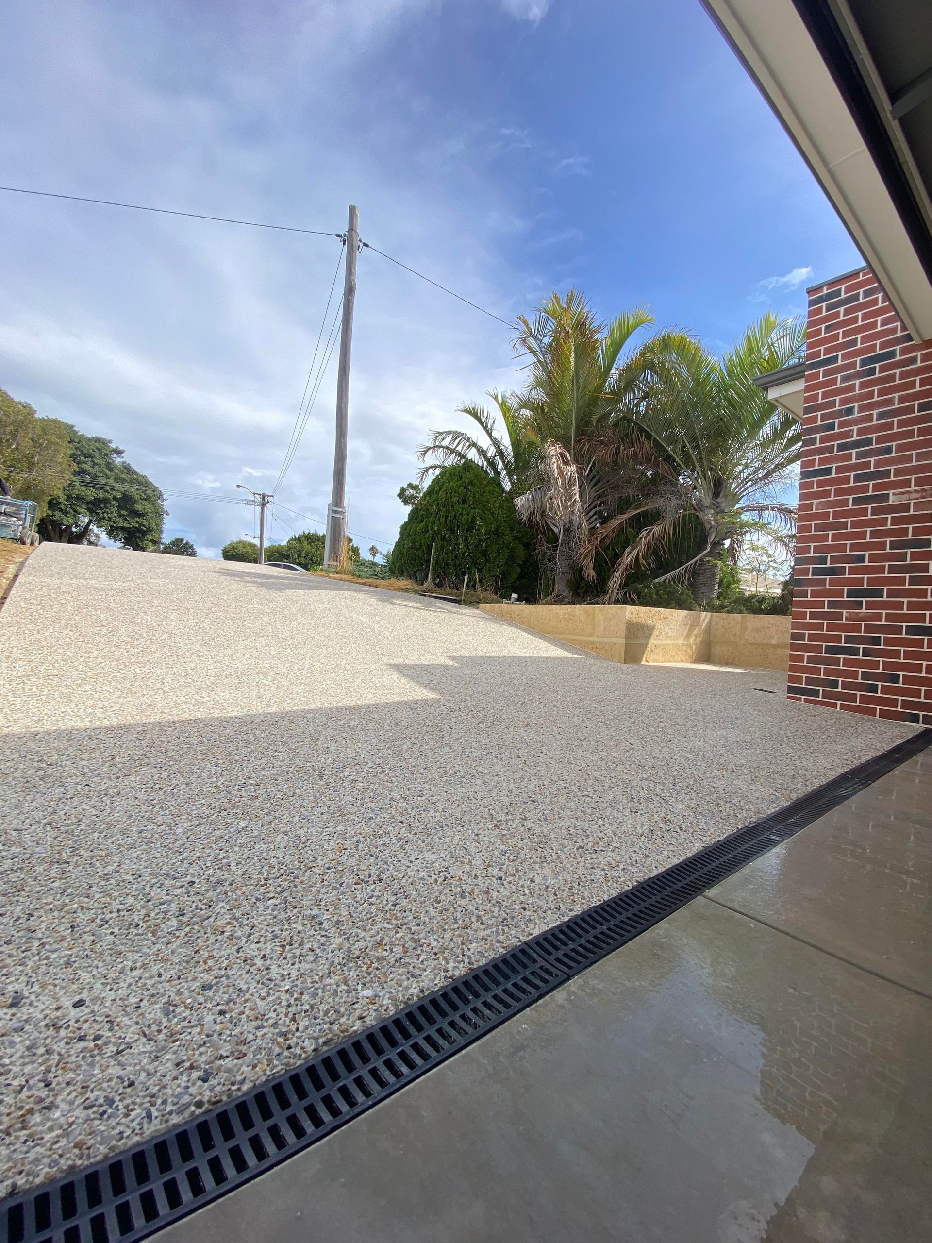 Concrete Driveway with Drain for Water Run-off in Perth