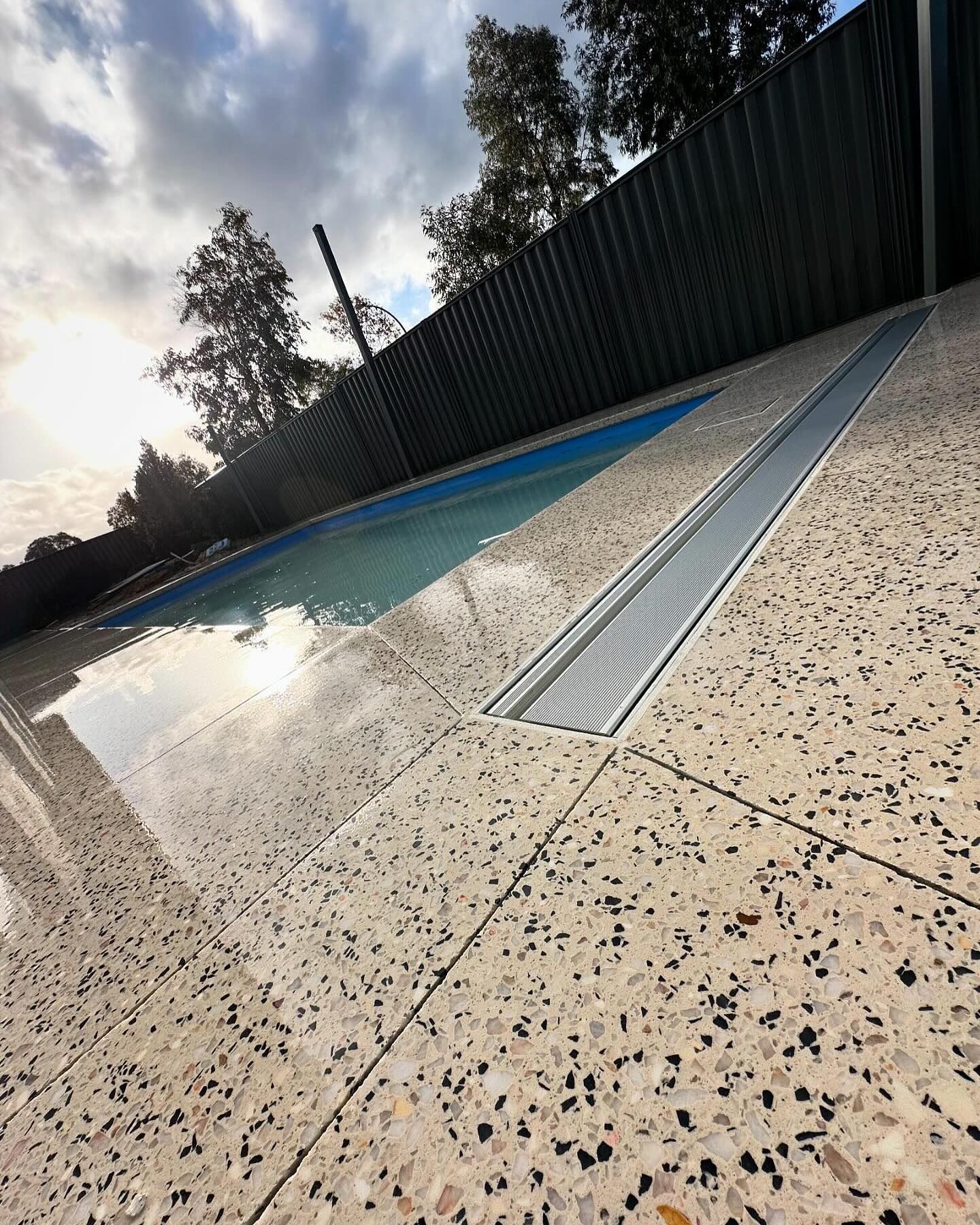 honed concrete skimmer box lid for pool in Perth.