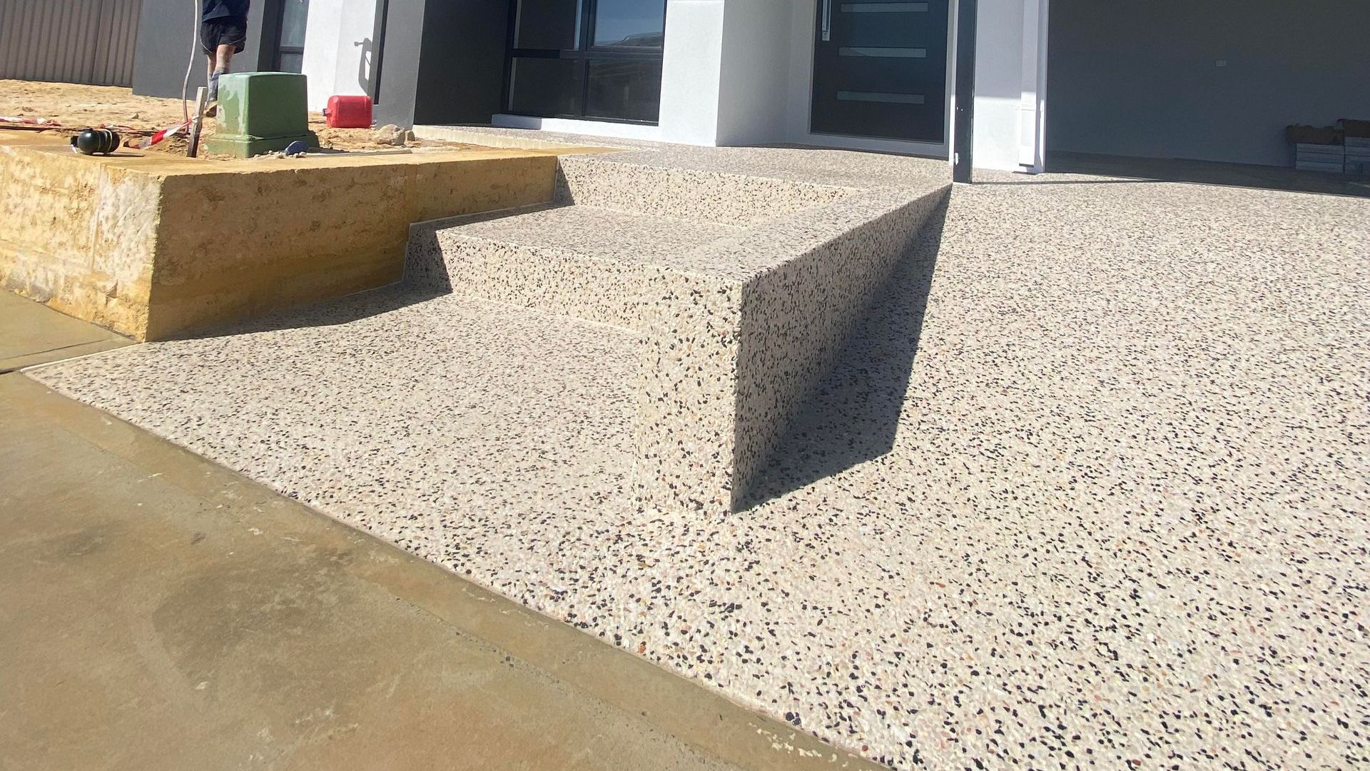 Exposed Aggregate Staircase to Entrance of Perth Home