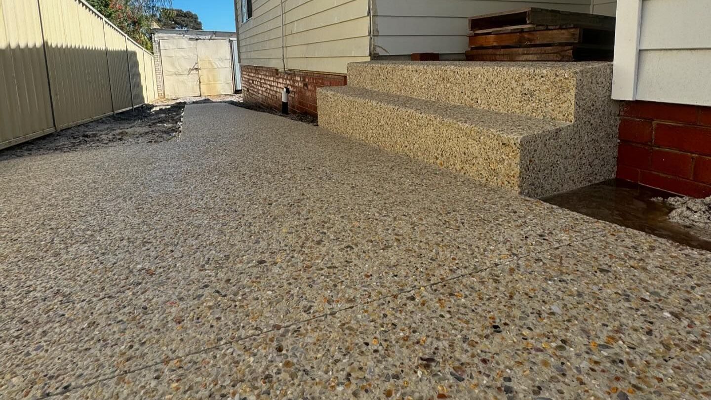 Exposed Aggregate Concrete stairs for Perth home