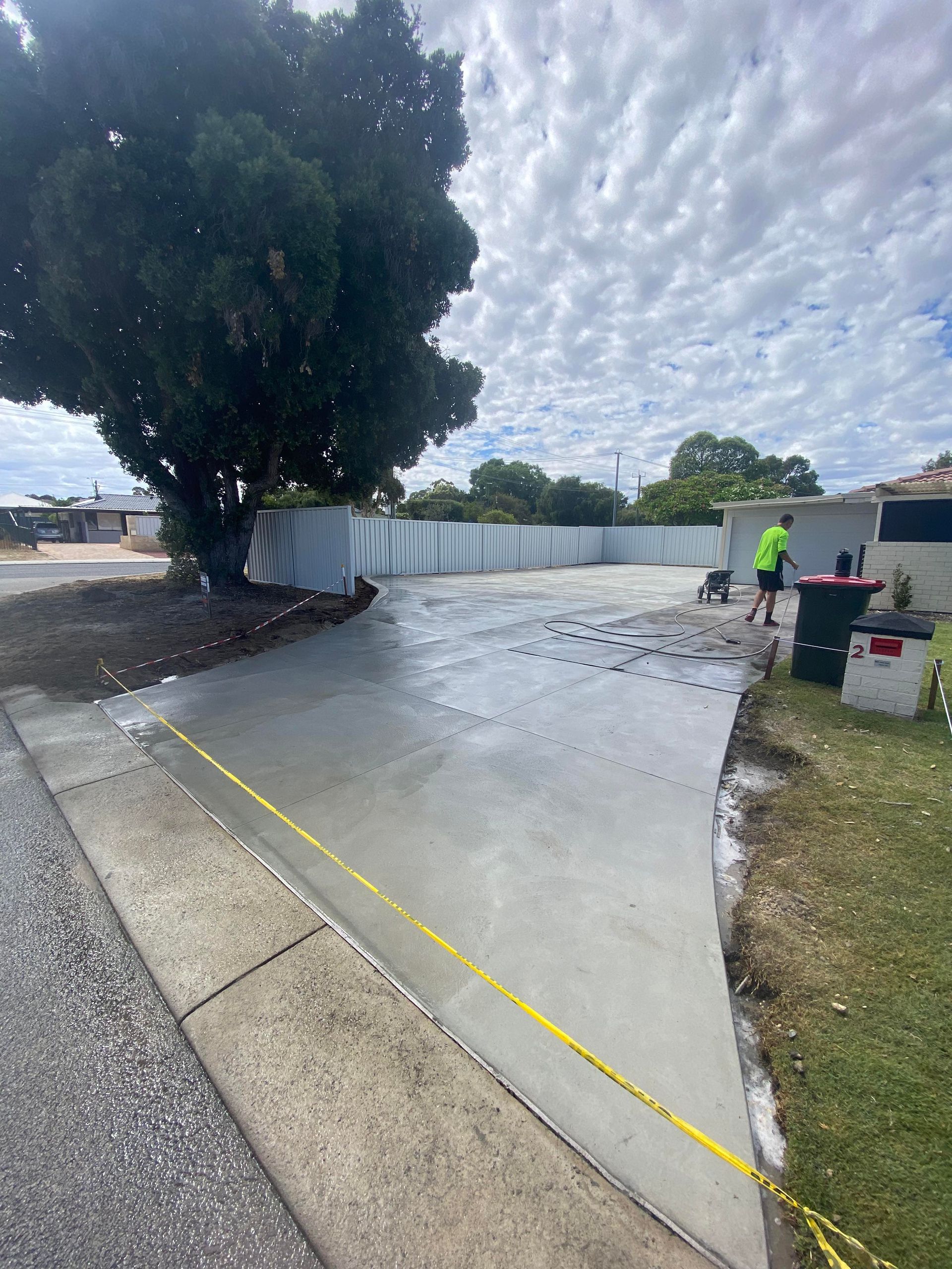 large standard grey concrete driveway