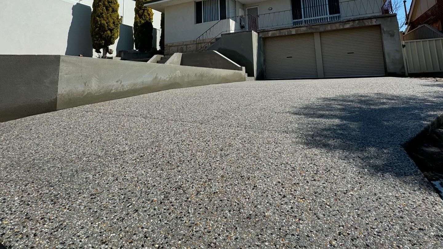 Exposed Aggregate Driveway for two storey home in Perth