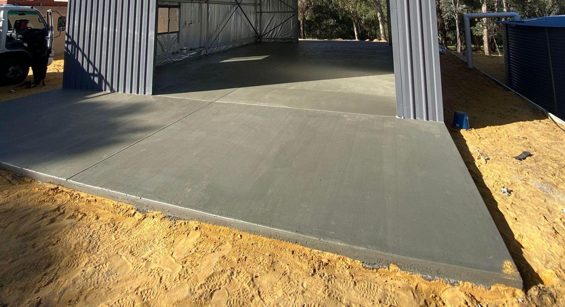 Standard concrete shed pad & garage pad services