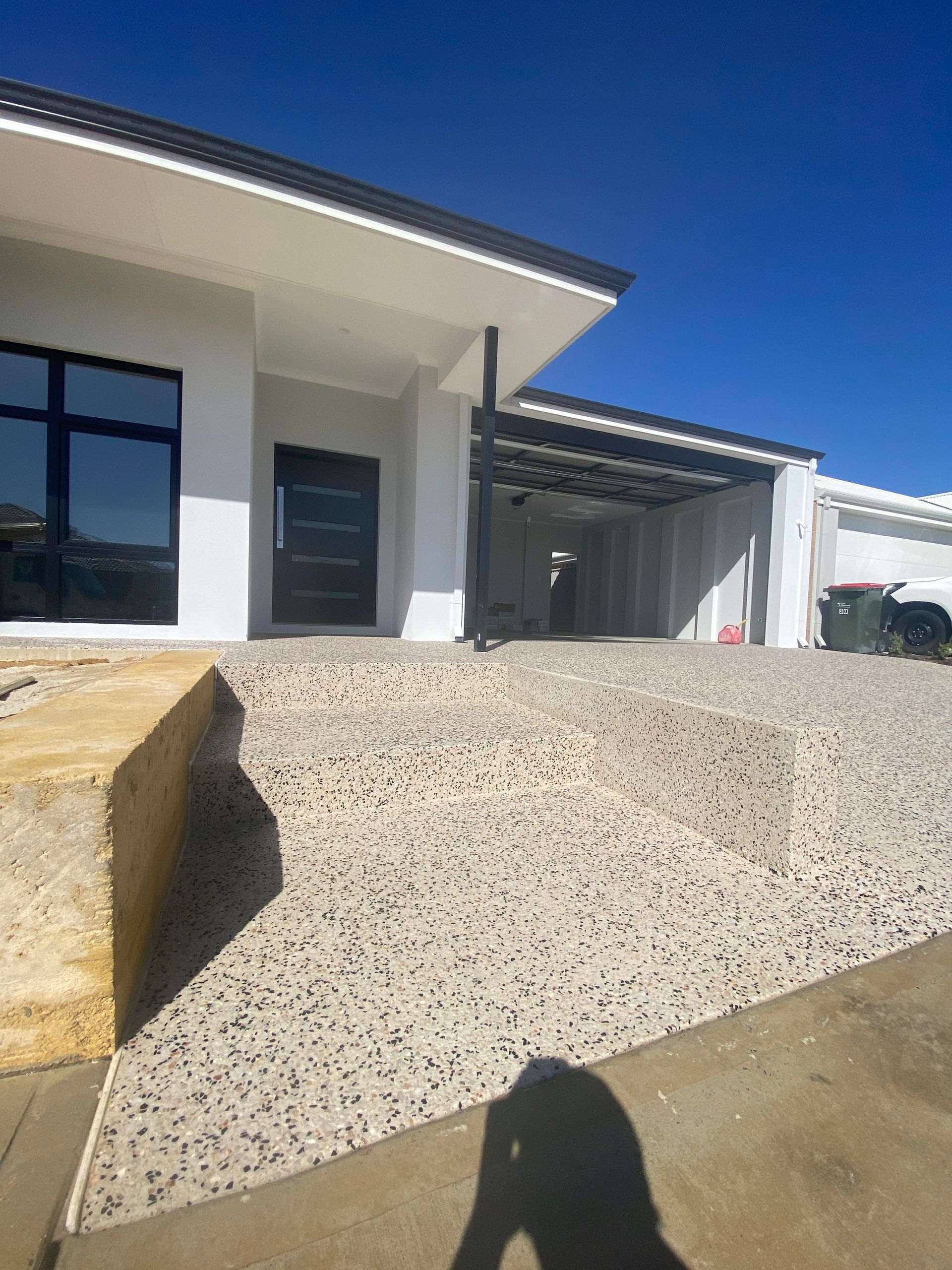 Exposed Aggregate Concrete Driveway and Stairs in Perth
