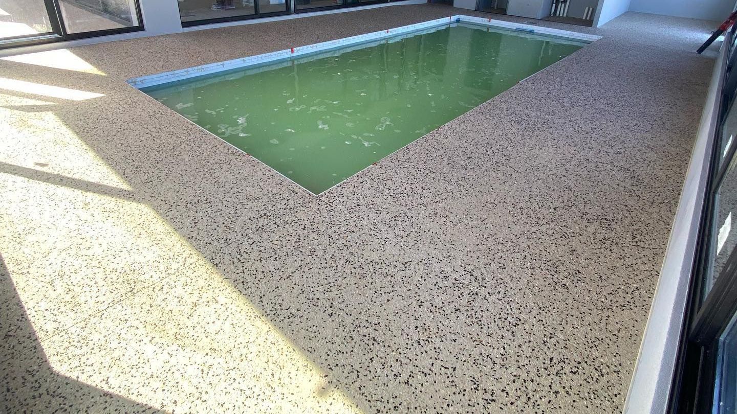 Honed Concrete application for Indoor Pool area in Perth