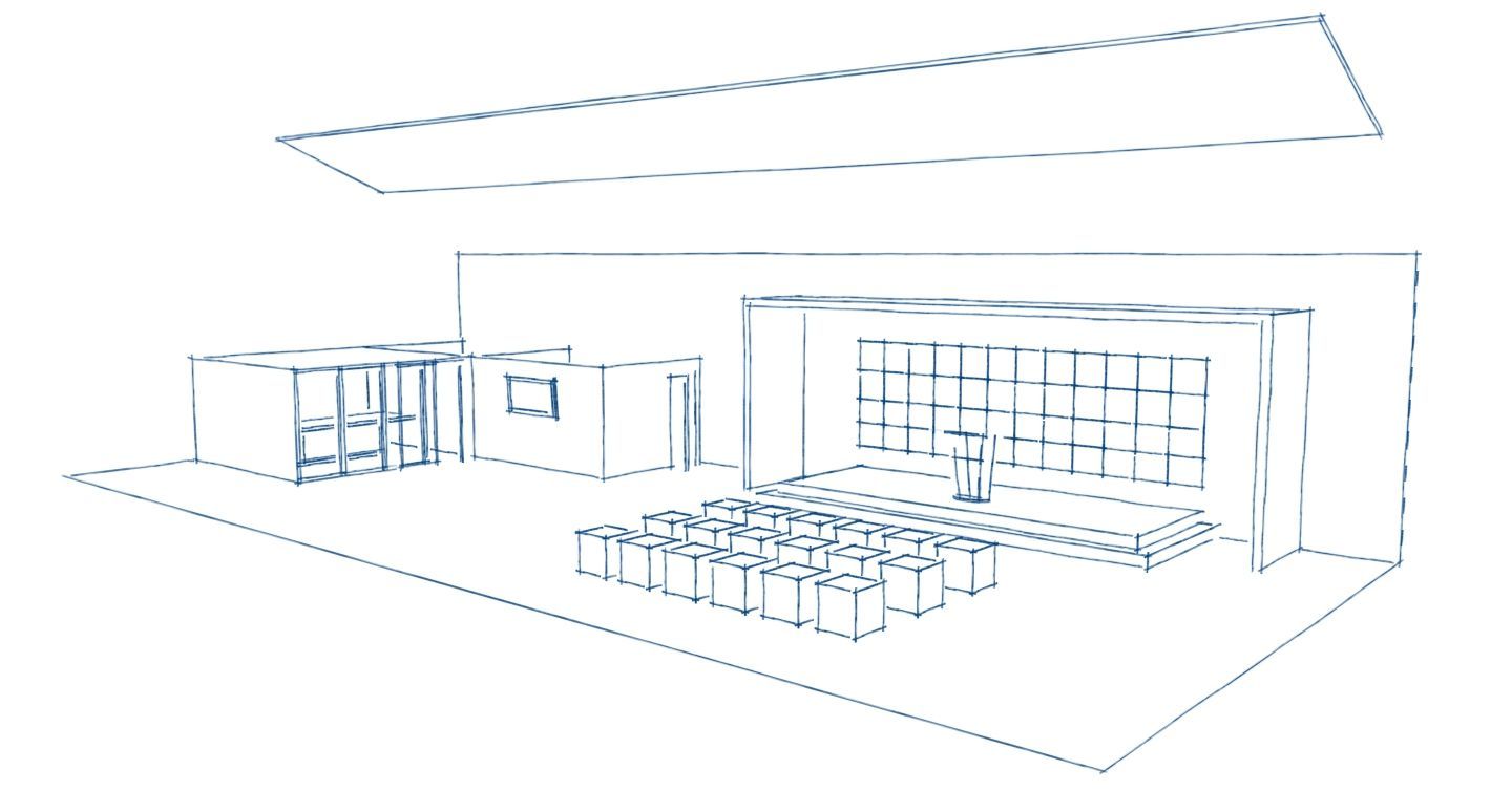 Custom Trade Show Booth Line Drawing