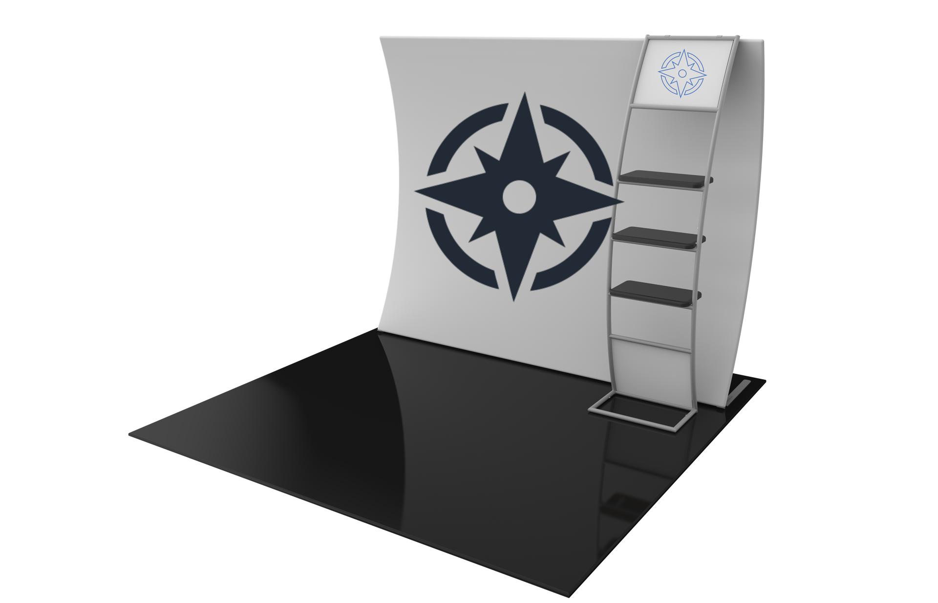 A trade show booth 10x10 size.