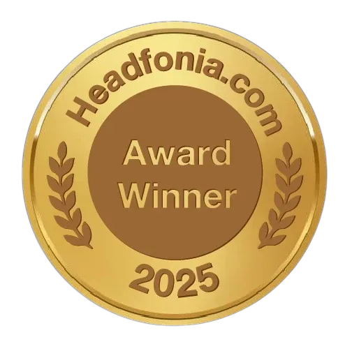 A gold circular badge reading 