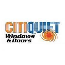 CitiQuiet Windows & Doors logo, orange and blue text with a swirl icon.