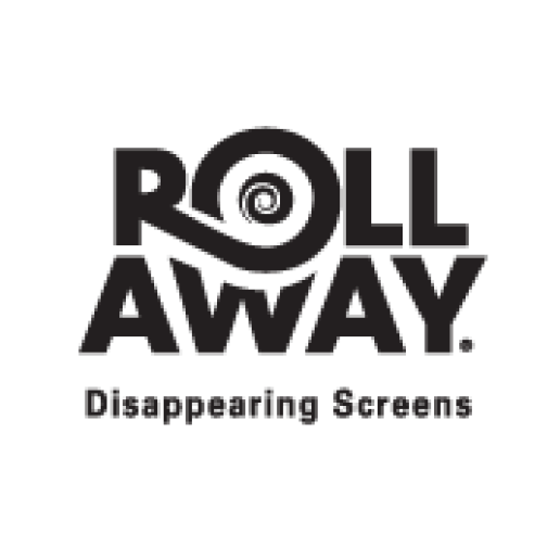 Roll Away logo with disappearing screens tagline, black text on white.
