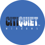 Logo: Blue circle with