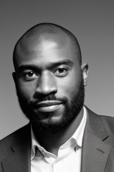 A man with a beard is wearing a suit and white shirt.