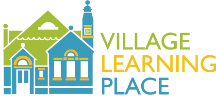 A logo for a village learning place with a house and a tower.