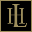 Gold HL monogram on a black square background, with a thin gold border.