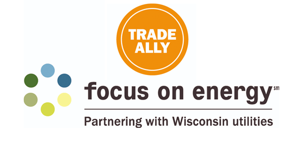 A logo for trade ally focus on energy partnership with wisconsin utilities