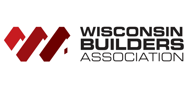 The wisconsin builders association logo is red and black on a white background.