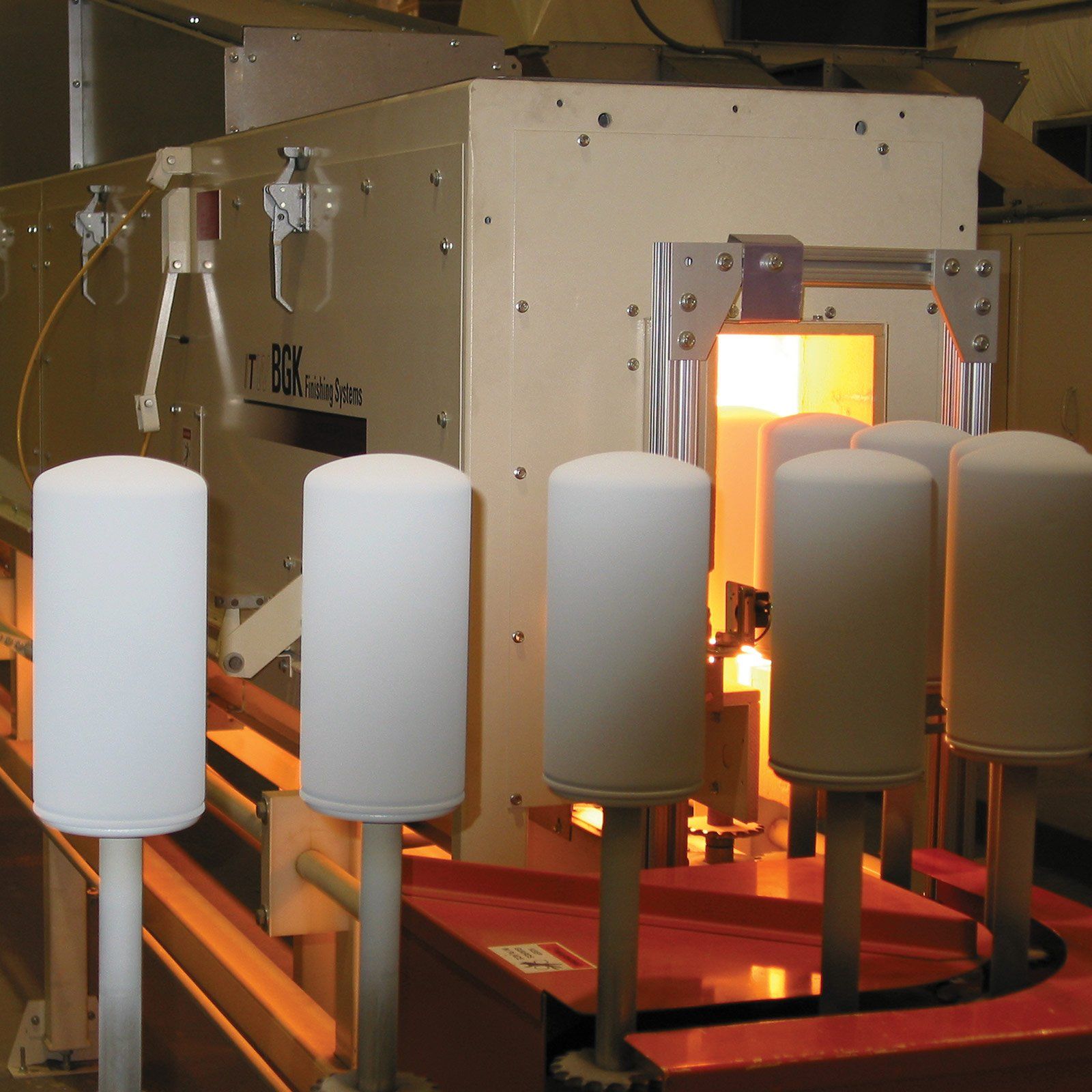 batch powder coating system with manual pull line