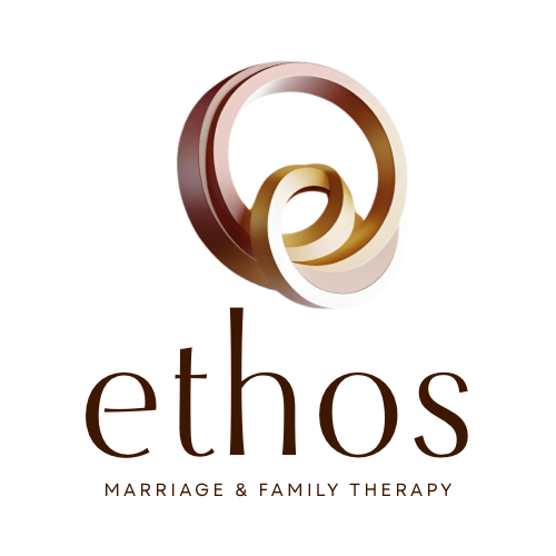 Logo: intertwined rings in bronze and gold above 