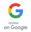 A google review on google logo on a white background.