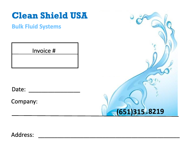 An invoice for clean shield usa bulk fluid systems